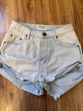 One Teaspoon Pale Blue Distressed High-Rise Denim Shorts